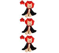 Luxshiny 3pcs Halloween Pet Cloak Costume for Small and Medium Dogs Cats Crimson and Ebony Vampire Cape Dress for Birthday Cosplay and Holiday Parties
