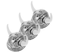 Luxshiny 3pcs Horned Roman Warrior Helmet Plastic Cosplay Headwear | Silver Color with Aged Metallic Highlights, Party-Ready Durability, Suitable for Adults, School Plays and Activities