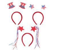 Luxshiny 3pcs Independence Day Headbands with American Flag Design for Ladies, Comfortable Cloth and Metal Hair Accessories, Lovely Style Party Decor and Favors