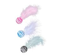 Luxshiny 3Pcs Interactive Cat Balls with Plume Bite Resistant Teaser for Kittens Creative Design for Indoor Play Engaging and Stimulating Cat Balls Blue Red Black Random Color