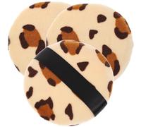 Luxshiny 3pcs Leopard Print Large round Makeup Powder Puff Set, Soft Fluffy Facial Loose Powder Applicators for Women, Cosmetic Puff Tools for Dry Setting and Makeup Removal Random Color