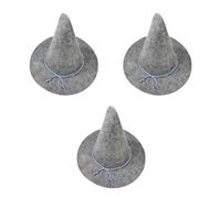 Luxshiny 3pcs Light Grey Felt Wizard Scarecrow Hats for Halloween Party Cosplay Sorcerer Witch Zombie Demon Costume Headwear Unisex Dress up Accessory