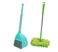 Luxshiny 3pcs Mini Cleaning Set for Lightweight Pretend Play House Cleaning Tools with Small Broom Dustpan and Flat Mop Safe Detachable Chenille Headpiece for Easy Washing for Role Play