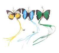 Luxshiny 3pcs Replacement Cat Teaser Butterfly Heads Interactive Cat Sturdy Pp Material Assorted Colour Suitable for Playing Kitten Entertainment