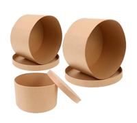Luxshiny 3pcs round Kraft Paper Cylinder Boxes with Secure Lids, Small Cardboard Boxes for Crafting and Painting, Nesting Kraft Paper Containers for Candies and Treasures