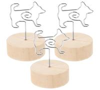 Luxshiny 3pcs Tabletop Memo Holders with Wooden and Aluminium Alloy Base, Sturdy and Lightweight Photo Holder Clips, Safe to Skin, for Offices and Anniversaries Party Decorations