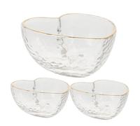 Luxshiny 3pcs Transparent Glass Dessert Bowls Heart Shaped Crystal Food Containers with Smooth Design Lightweight and Portable Fruit Salad Bowls for Kitchen and Parties