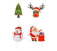 Luxshiny 4 Pcs Xmas Lawn Signs Plastic Christmas Theme Yard Sign with Snowman Santa Clause Shapes Vivid Pattern Not Easy to Break for Front Yards Outdoor Decoration