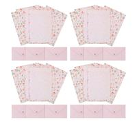 Luxshiny 4 Sets Letter Stationery Paper Set with Charming Animal and Floral Designs for Creating Invitations and Writing A5 Size Paper for Daily Use