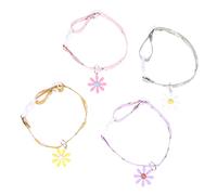 Luxshiny 4Pcs Adjustable Kitten Cat Collar Set with Daisy Flower Pendants Comfortable and Breathable Neckwear for Cats Stylish Pet Accessories Pink Green Yellow and Purple