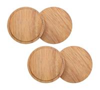 Luxshiny 4pcs Bamboo and Acacia Wood Mug Lids, Reusable Multi-use Cup Covers with Airtight Seal, 8.5cm Diameter Wooden Drink Lids for Hot Beverages and Glass Bottles