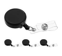 Luxshiny 4pcs Black Plastic Name Tag Holder with Badge Retractable Clip, Sublimation Badge Holder for Office Staff, Easy to Scan and Blank for DIY, Stylish and Practical for Everyday Office