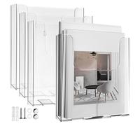 Luxshiny 4pcs Brochure Holder File Organizer A4 Size Acrylic Space-saving Design Minimalist Style for Office and Retail Spaces