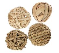 Luxshiny 4pcs Chewing Balls for Rabbits and Parrots Natural Woven Molar for Pets Safe and Practical Playthings for Hamsters and Guinea Pigs Cage Companions
