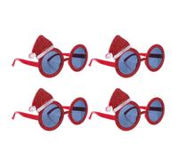 Luxshiny 4pcs Christmas Glasses Glitter Santa Hat Novelty Spectacles | ABS Red Glitter Frame, Cute Festive Look, Portable Shareable Set, Hosts, Photo Backdrops