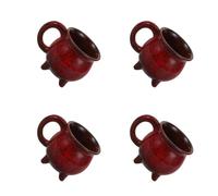 Luxshiny 4pcs Halloween Ceramic Cauldron Mugs Porcelain Enchanted Witch Potion Cups with Red Glazing Mini Soup Bowls for Themed Party Drinkware and Seasonal Decorations