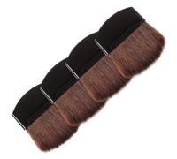 Luxshiny 4pcs Mini Blush Brush Set Black Handle and Brown Bristles, Small Flat Powder and Facial Makeup Brushes for Cheeks and Loose or Pressed Powder Application