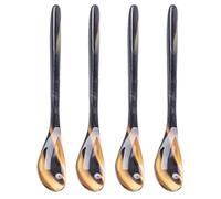 Luxshiny 4Pcs Ox Horn Spoon Caviar Spoons Coffee Spoons Dessert Spoons Tea Spoons Egg Serving Spoons Ice Cream Spoons, Cosmetic Face Pack Spoon Spatula Facial Cream Mini Scoop, Assorted Color