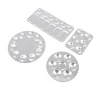 Luxshiny 4pcs Pigment Tray Color Mixing Tray Aluminium Rectangular round Lightweight Easy Cleaning Convenient Storage for Students Beginners Watercolor Oil Painting