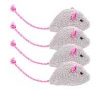 Luxshiny 4pcs Realistic Plush Mouse Cat Toy Interactive Teething Chew Toy for Indoor Cats Exercise Fun Mouse Simulation Cute Plush