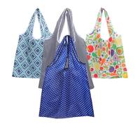 Luxshiny 4pcs Reusable Grocery Bags with Handles Shopping Tote Bags 18.08x15.72 Inch Polyester Multipurpose Spacesaving Heavy Duty Totes with Reinforced Handles for Picnic Outings