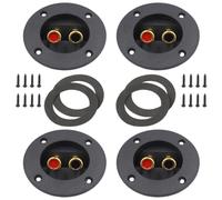 Luxshiny 4pcs round Speaker Terminal Connector with Binding Post for DIY Speaker Kit and Subwoofer Enclosure Spring-loaded Cup Design for Easy Wire Connection and Replacement