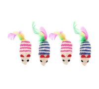 Luxshiny 4pcs Sisal Cat Mouse for Indoor Cats Sturdy Two-color Blue and Pink Interactive Kitten Chew Cartoon Style Mice Set for Play and Exercise