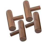 Luxshiny 4pcs Vintage T-Shaped Walnut Solid Wood Wall Hooks for Coats Hats Towels, Decorative Wooden Coat Hooks for Bedroom Kitchen Bathroom, Light Brown Mounted Hangers for Home