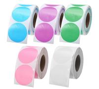 Luxshiny 5 Rolls Round Thermal Label Stickers Self-Adhesive Sticker Paper for Printer Waterproof and Easy Removal Features for Inventory File Classification and Office Organization