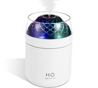 Luxshiny 500ml USB Cool Mist Humidifier - Quiet Mini Air Humidifier with Night Light & Auto Shut-off for Bedroom, Office, Travel - White Portable (14x9x9cm)