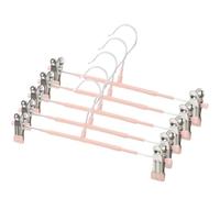 Luxshiny 5pcs Adjustable Non-slip Stainless Steel Clothes Hangers with Double Clips, Telescopic Thickened Pants and Skirt Hangers Set in Nordic Pink for Clothes and Trousers Storage