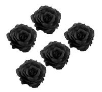 Luxshiny 5pcs Black Rose Flower Hair Clips Clip-on Design Made of Fabrics, Multi-purpose Elegant Brooches for Jewelry Decor and Funeral Accessories