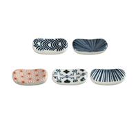 Luxshiny 5pcs Ceramic Chopsticks Rest Oval Flatware Holder Kitchen Cutlery Organizer Spoon Rack Creative Porcelain Chopstick Stand for Dining and Entertaining Random Style