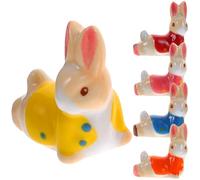 Luxshiny 5pcs Ceramic Rabbit Chopsticks Holder Set Colorful Cute Chopstick Rests Kitchen Cutlery Organizer Stand Suitable for Dining Table Decoration