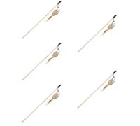 Luxshiny 5pcs Interactive Cat Teaser Wand with Feather and Bell Funny Kitten Accessories for Indoor Play Wooden Rods with Linen Mouse for Engaging Cat Activity