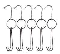 Luxshiny 5pcs Meat Hanging Hooks Bacon Sausage Fish Hooks for Smoking Drying and Grilling for Butchers Kitchen Meat Processing