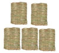 Luxshiny 5pcs Natural Grass Woven Pet Beds for Small Animals Rabbit Chew Mats Bunny Bedding Nest Mats for Hamster Chinchilla Guinea Pig Sturdy and Safe Small Animal