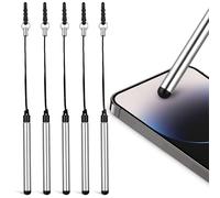 Luxshiny 5pcs Touch Screen Stylus Pen Tablet Stylus Pen with Natural Writing Feeling Responsive Design Silver Metal Plastic Rubber for Daily Use on Touch Screen Laptops Tablets with Lanyard