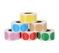 Luxshiny 6 Rolls Self-Adhesive Round Paper Labels for Jam Jars and Candy Bags, Writable Circle Stickers with Easy Removal, 3000 Kraft Paper Stickers for Homemade Use and Marking Chutney