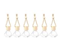 Luxshiny 6pcs 8ml Wooden Car Hanging Perfume Bottles, Empty Glass Essential Oil Diffuser Pendant for Vehicle Interior Decoration, Refillable Car Air Freshener Accessories