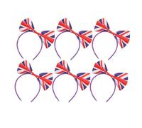 Luxshiny 6Pcs British Flag Bow Headband Hair Bands Union Jack Bowknot Hair Accessories for Uk Football Fans Festival Party