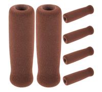 Luxshiny 6pcs Brown Sponge Walking Stick Hand Grips with Non-slip Comfortable Foam Cushion for Seniors and Mobility Aid Users, Easy to Clean Crutch Handle Covers for Walker Accessories