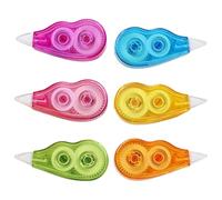 Luxshiny 6pcs Correction Tape Stationery Modifying Tape with Dual Gear Construction Automatic Tightening White Assorted Colors for School Corrective Supplies