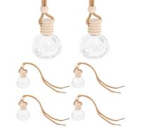 Luxshiny 6pcs Empty Car Diffuser Bottles 10ml Glass Fragrance Bottles with Wood Cap for Air Freshening and Relieving Driving Fatigue, Suitable for Travel and Car Use