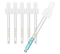 Luxshiny 6pcs Glass Dropping Pipette with White Bulb for Laboratory Experimentation and Formula Development, Calibrated Glass Transfer Pipette with Precise Control and Versatile Use