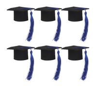 Luxshiny 6pcs Mini Graduation Caps - Doctoral Hat Wine Bottle Toppers with Tassel (Dark Blue, 5.5x5.5cm) - Graduation Party, Table Favours for Beer & Wine Bottles