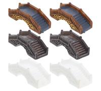 Luxshiny 6pcs Mini Resin Arch Bridge Set for Fairy Garden Micro Landscape Decor, Realistic Tiny Resin Bridge Models in White, Yellow, and Dark Brown for Bonsai and Outdoor Garden