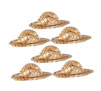 Luxshiny 6Pcs Miniature Straw Hats Cocktail Cup Ornaments Tiny DIY Wine Glass Toppers Fun Party Accessories for Whiskey and Cocktails