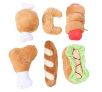 Luxshiny 6pcs Pet Plush Chew Pet Sound with Squeaker inside Flexible and Does Not Hurt Plush Material Imitation Food Shape Adorable Shapes Lively Sounds for Cats and Dogs Assorted style