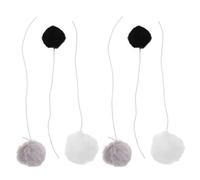Luxshiny 6pcs Plush Hanging Cat Balls with Elastic Rope Interactive Indoor Cat Teaser Balls Set for Kitten Play and DIY Tree Accessories White Black Gray